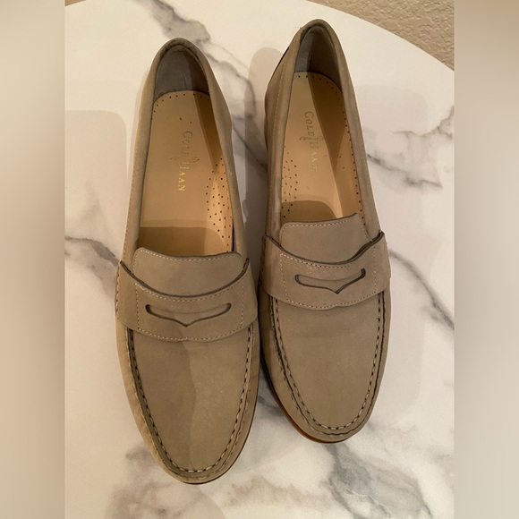 Cole Haan Penny Loafers; size 8; Grey; brushed leather - Picture 1 of 5